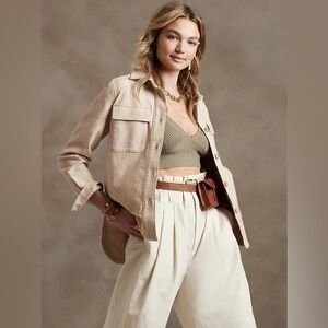 ✨ Banana Republic Hopsack Shirt Jacket Light Tan Small Jacket